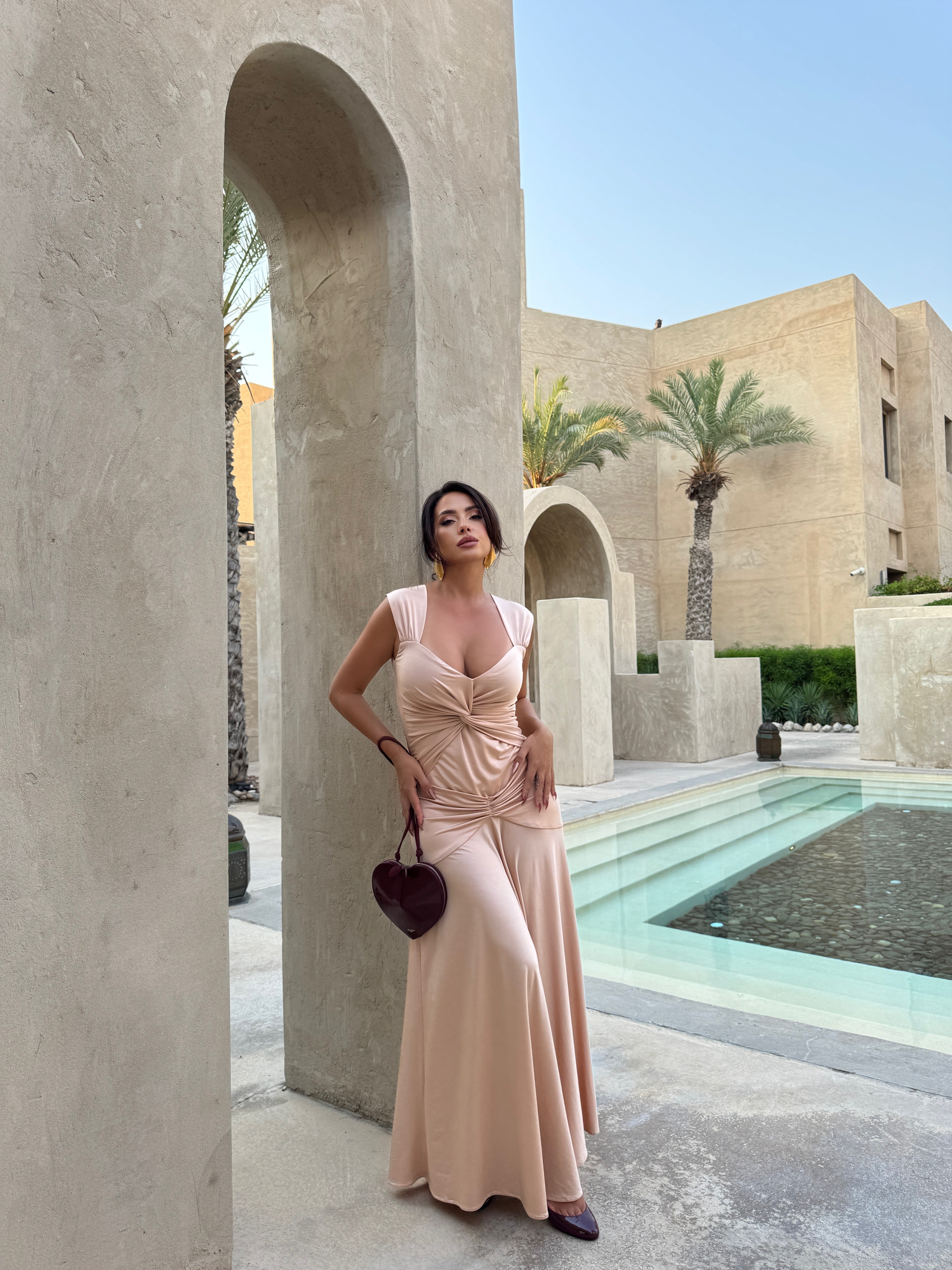 Beige Jersey Dress.