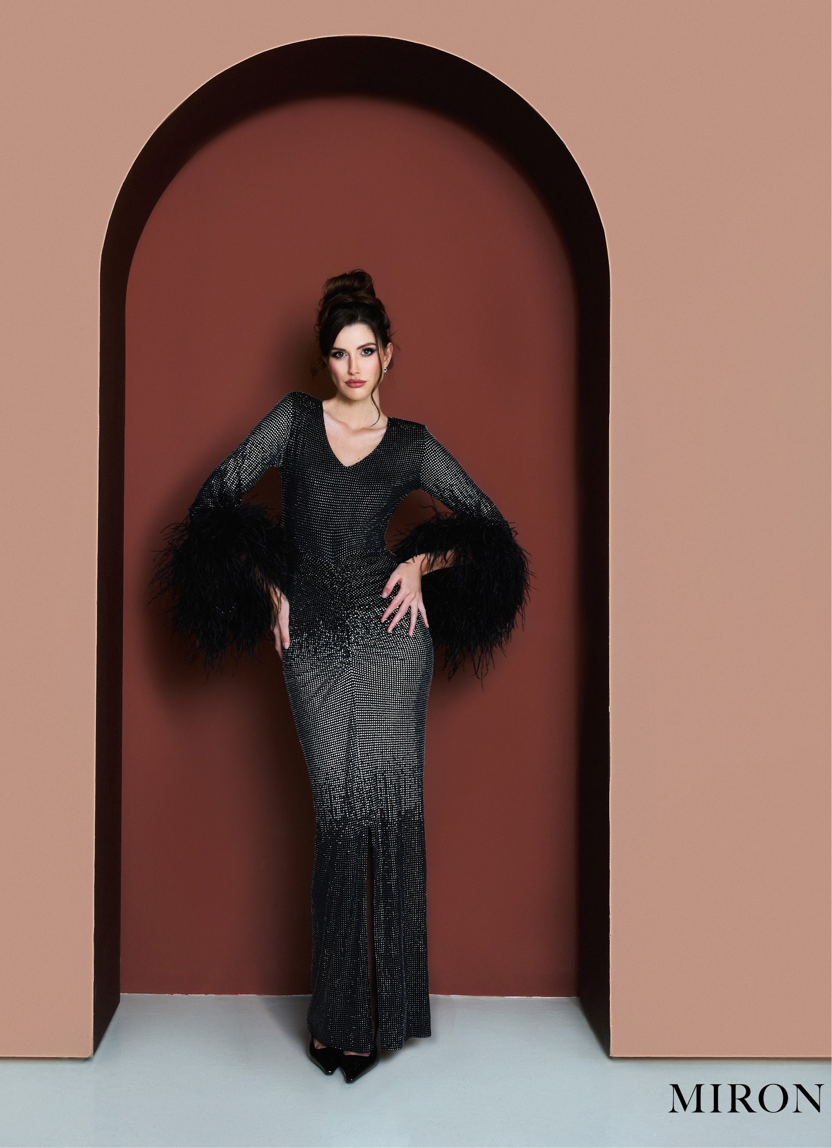 Black Ombre Crystalized Dress. Miron Black Ombre Crystalized Dress. Miron