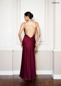 Burgundy Satin Dress.