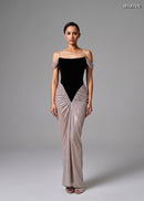 Miron Corset Long Dress ED-GRY-002 - studio front view