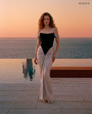 Miron Corset Long Dress ED-GRY-002 - pool terrace at dusk