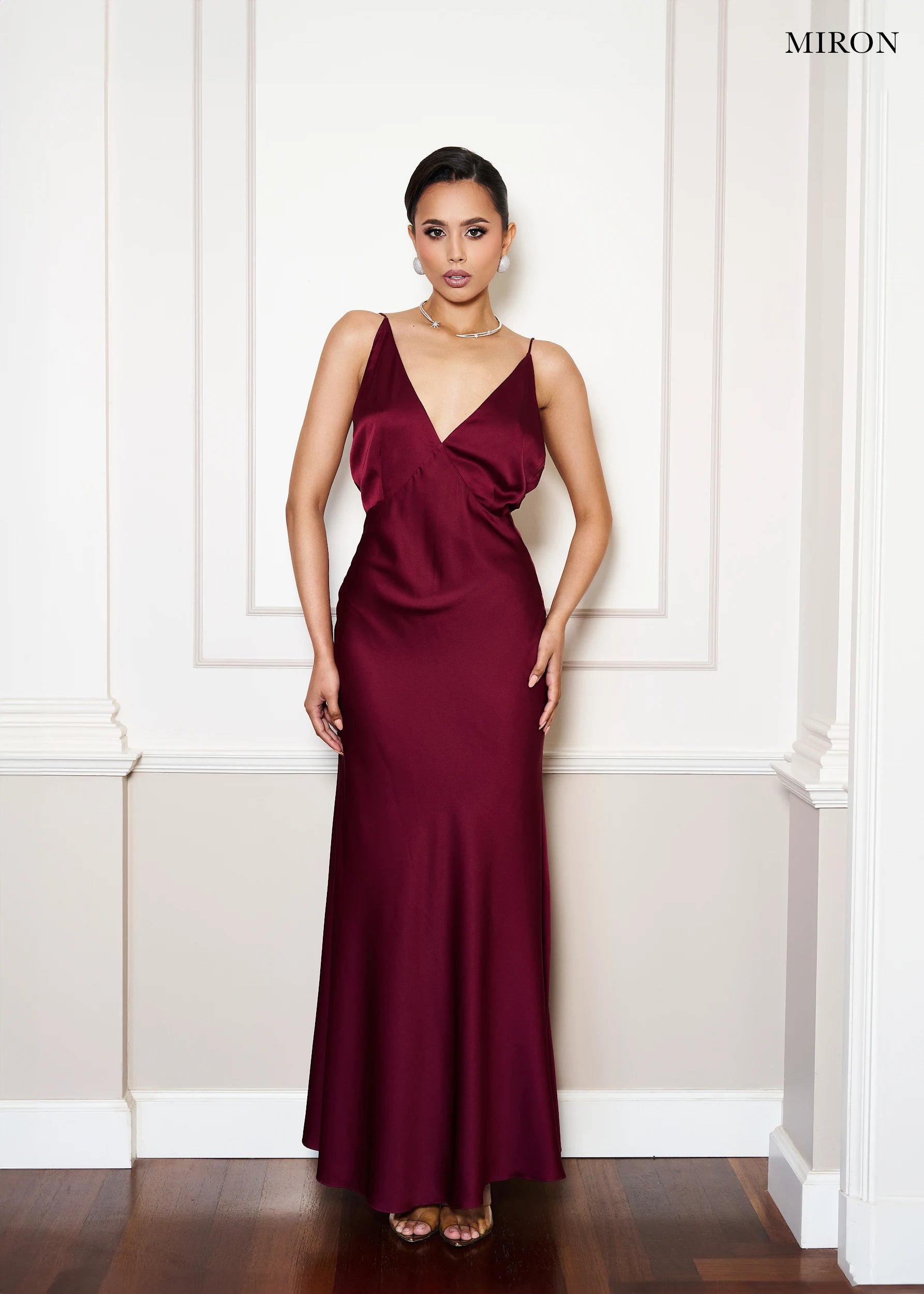 Burgundy Satin Dress.