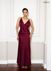 Burgundy Satin Dress.