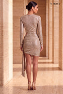 Gold Rainbow Crystal Drape Mini – worn by model, back view, travertine setting