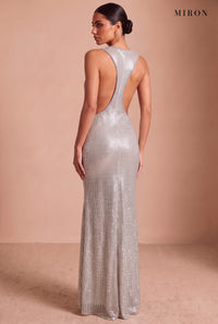 Silver Crystal Racerback Gown – studio, back
