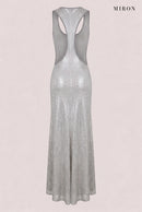 Silver Crystal Racerback Gown – back view
