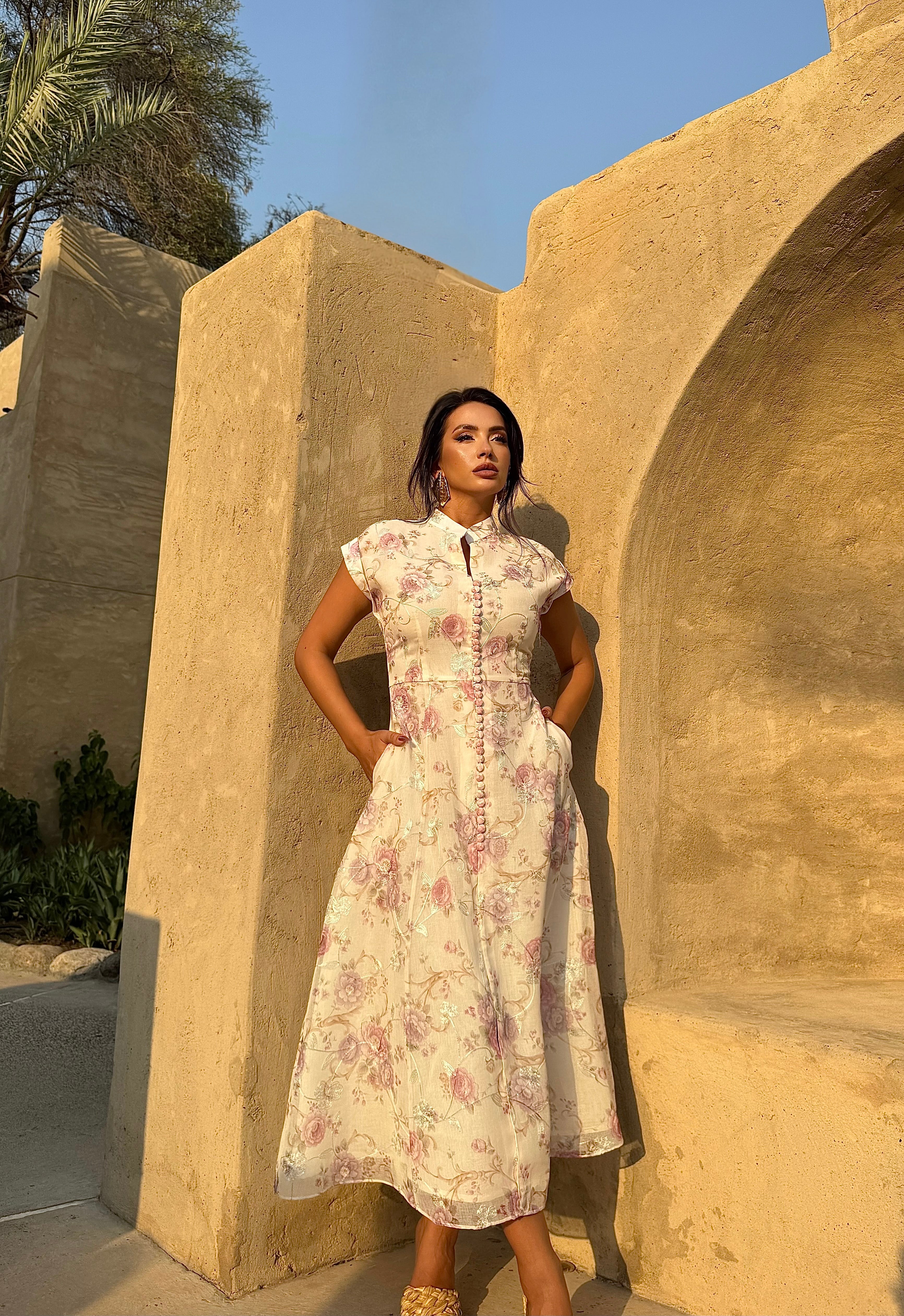 Floral midi dress .