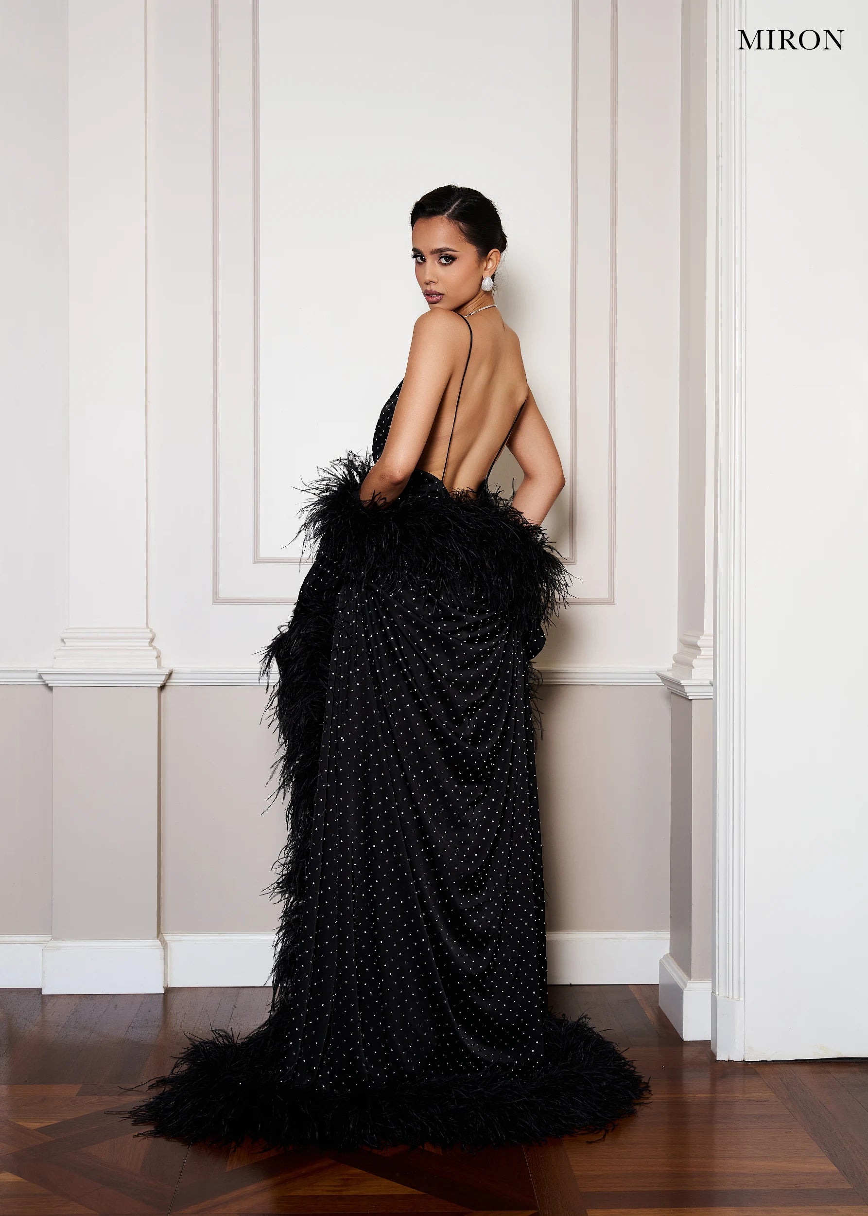 Black Silk Dress With Cape.