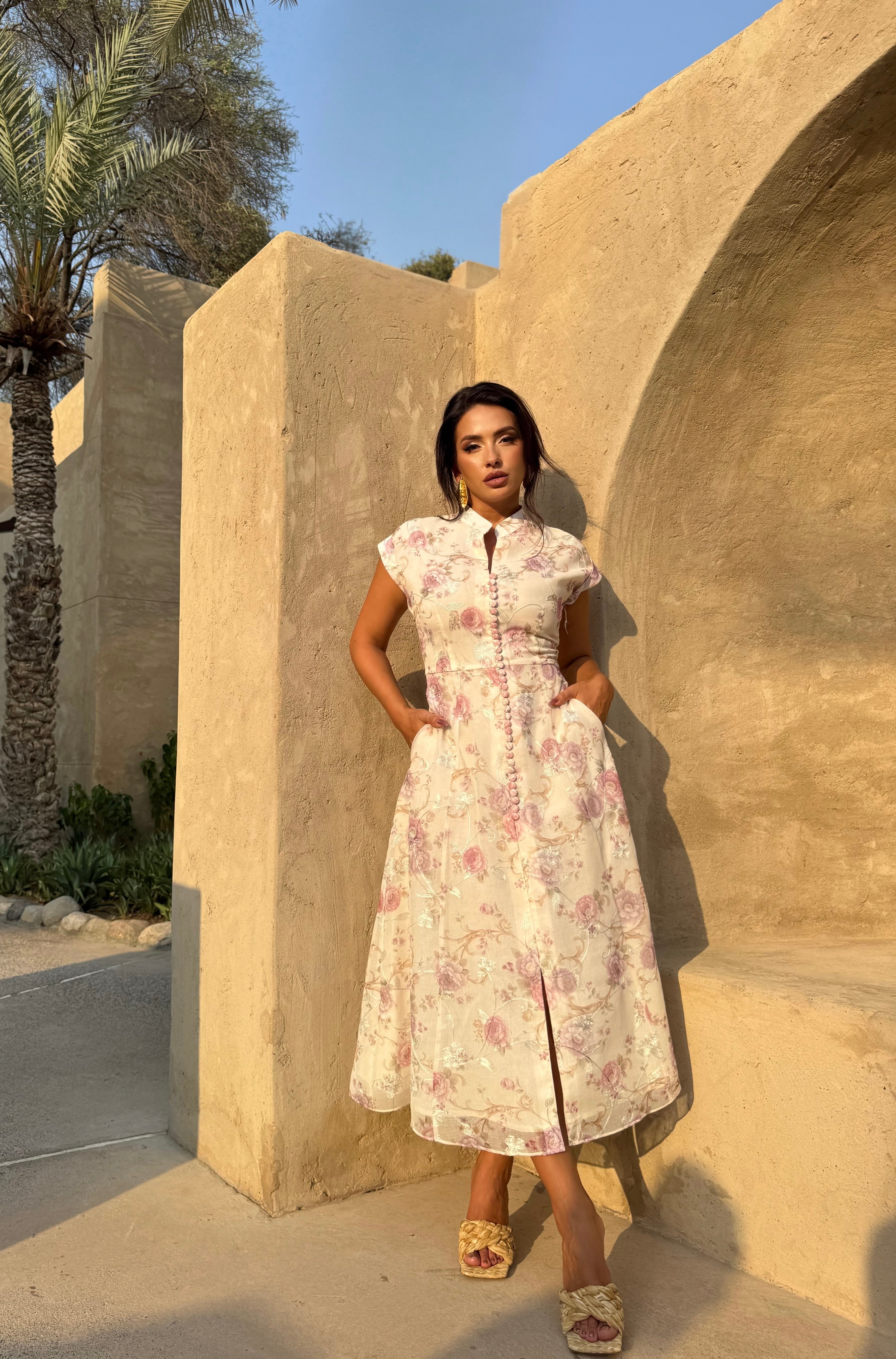 Floral midi dress .