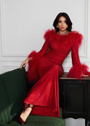 Red Feathered Dress