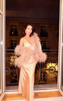 Beige Silk Dress & Cape