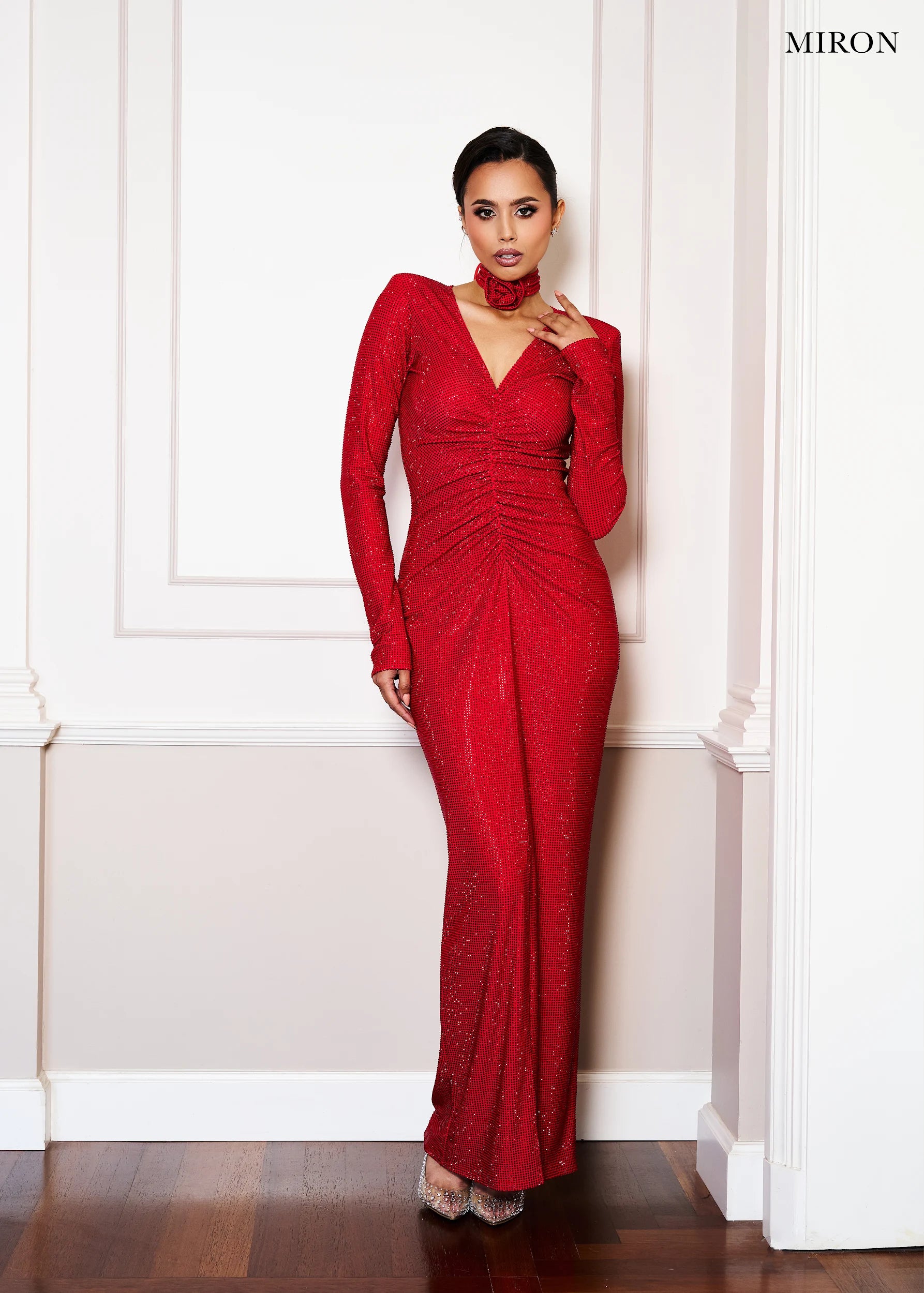 Red Dress With Choker.