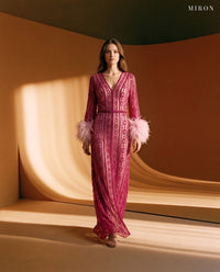 Miron Pink Beaded Dress with Feather ED-PNK-052 – golden hour studio