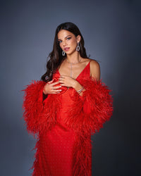 Red Dress With Cape.