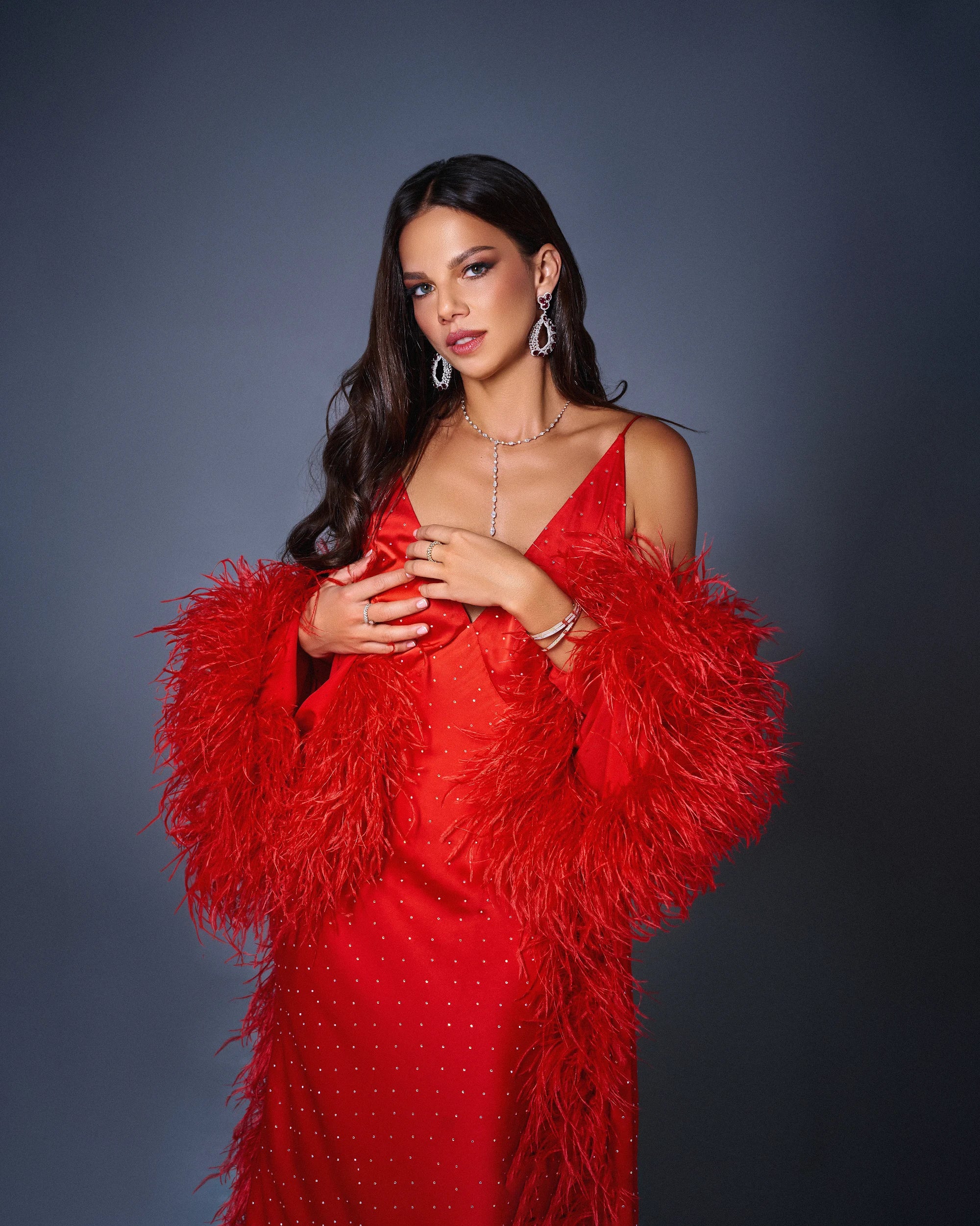 Red Dress With Cape.