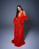 Red Dress With Cape.