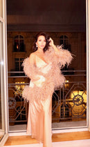 Beige Silk Dress & Cape