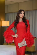 Red Crystal-Embellished Dress