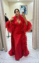 Red Dress With Cape.