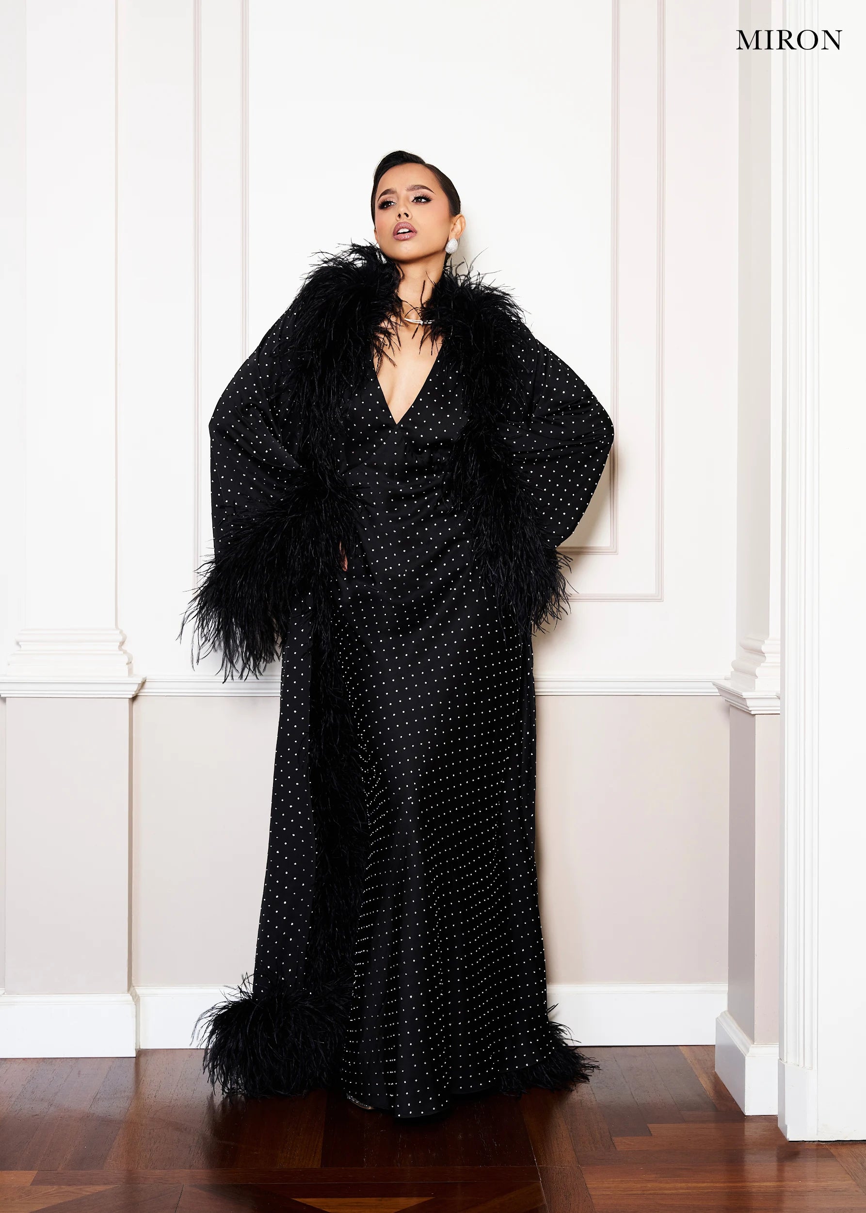 Black Silk Dress With Cape.