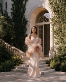 Miron Beige Silk Dress & Cape ED-BEG-011 – travertine steps