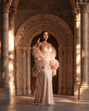 Miron Beige Silk Dress & Cape ED-BEG-011 – carved stone portal