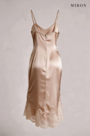 Champagne Lace V-Neck Slip Dress – back view