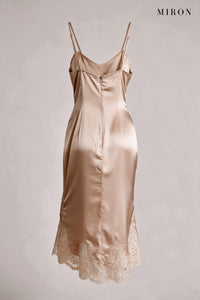 Champagne Lace V-Neck Slip Dress – back view