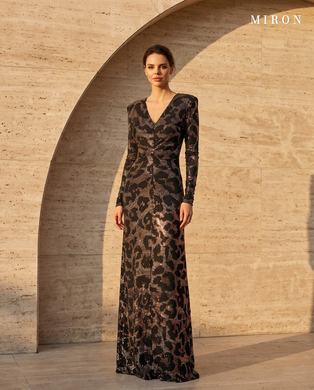 Multicolor Black & Gold & Silver Crystal Embellished Dress