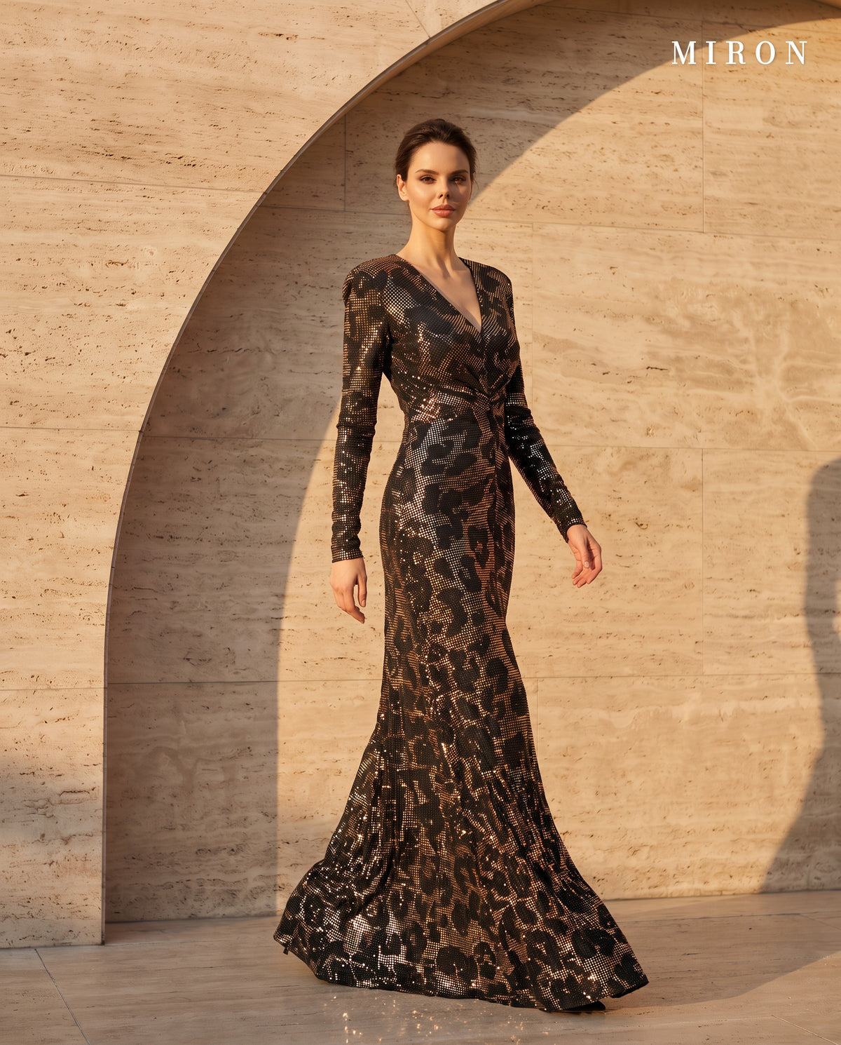 Multicolor Black & Gold & Silver Crystal Embellished Dress