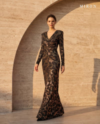 Multicolor Black & Gold & Silver Crystal Embellished Dress - MIRON