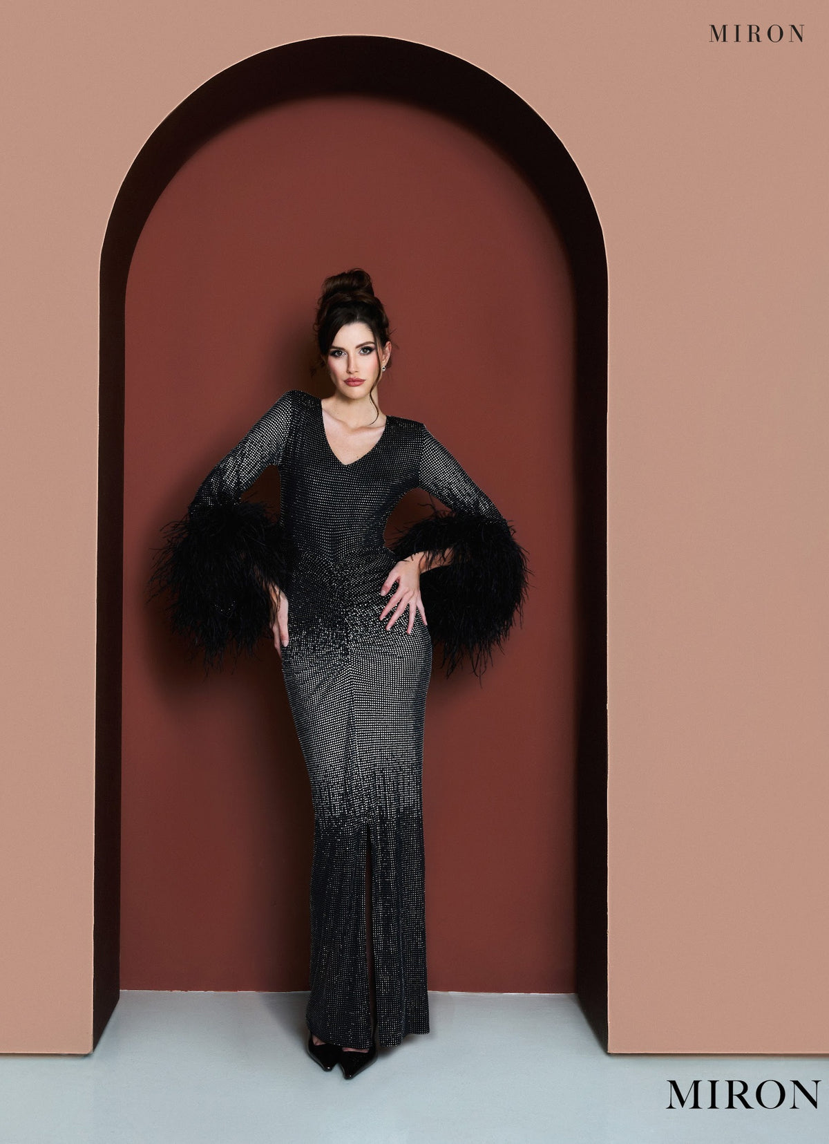 Miron Black Ombre Crystalized Dress ED-BLE-043 – original photo