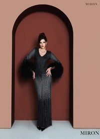 Miron Black Ombre Crystalized Dress ED-BLE-043 – original photo