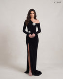 Miron Black Jersey Dress ED-BLK-025 – studio front view
