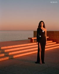 Miron Black Jersey Dress ED-BLK-025 – travertine terrace by the sea