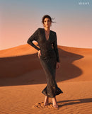 Miron Black Dress with Crystals ED-BLK-101 - desert dunes