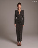Miron Black Dress with Crystals ED-BLK-101 - studio front view