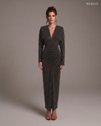 Miron Black Dress with Crystals ED-BLK-101 - studio front view