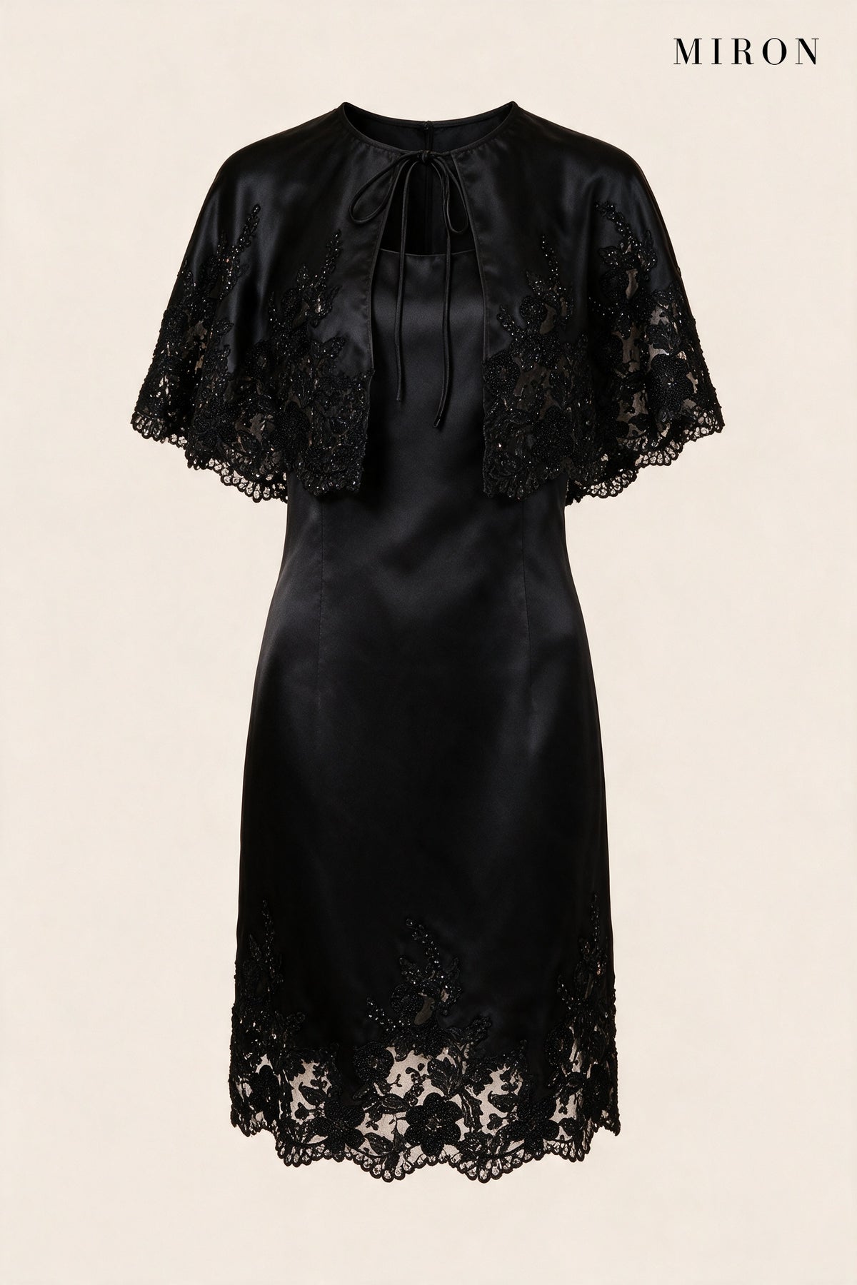 Black Lace Cape Dress – front view
