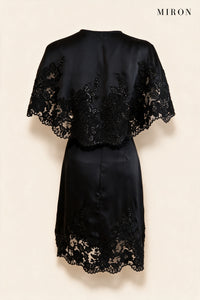 Black Lace Cape Dress – back view