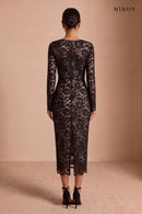 Black Lace Back-Slit Midi Dress – studio, back