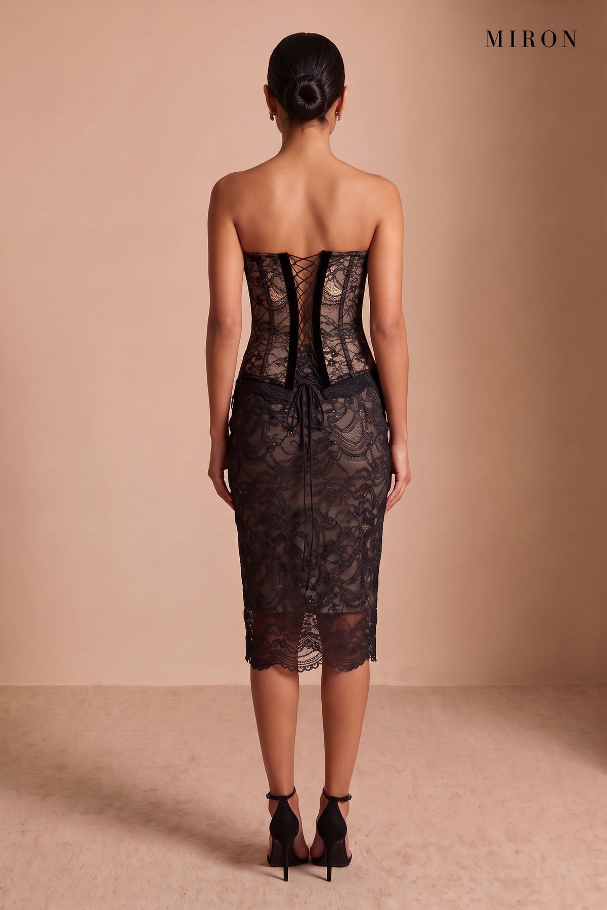 Black Lace Corset Top – studio, back