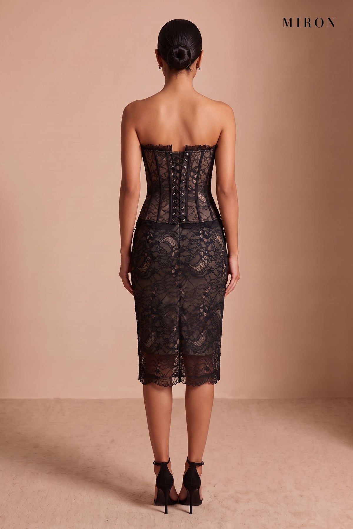 Black Lace Pencil Skirt – studio, back