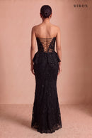 Black Lace Corset Peplum & Long Skirt – studio, back