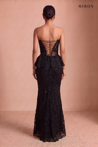 Black Lace Corset Peplum & Long Skirt – studio, back