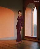 Miron Burgundy Dress With Crystals ED-BRD-015 - arched window