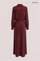 Burgundy Cupro Shirt Dress – back view