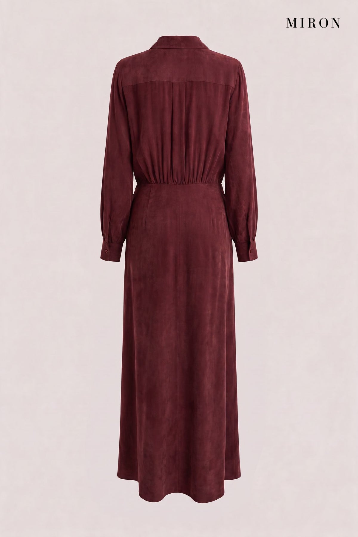 Burgundy Cupro Shirt Dress – back view