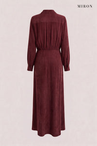 Burgundy Cupro Shirt Dress – back view