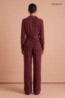 Burgundy Cupro Shirt & Trouser Set – studio, back
